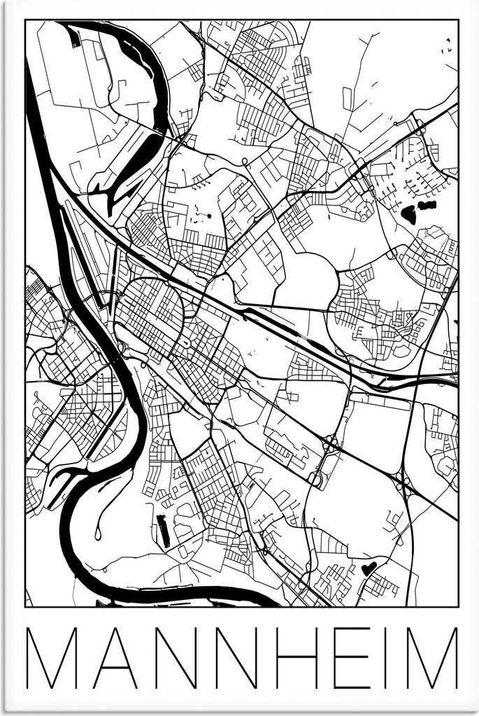 ARTland Leinwandbild Retro Karte Mannheim Deutschland Größe: 60x90 cm