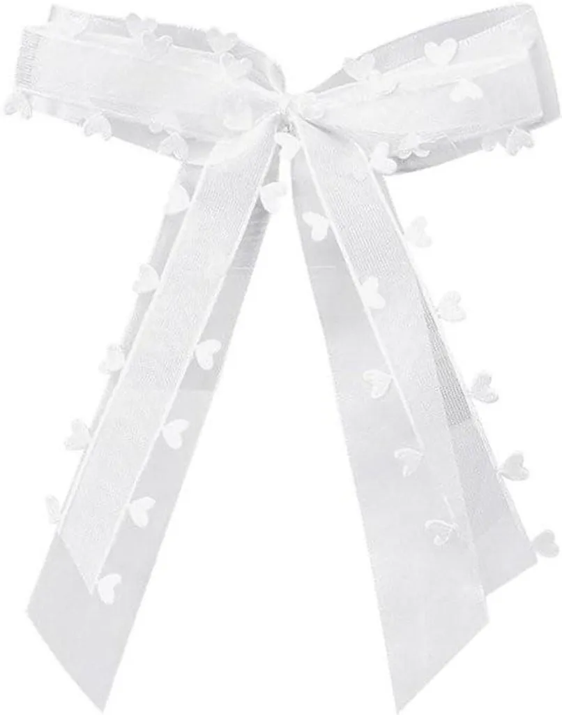 Décoration Voiture Mariage : 50 Rubans Blancs Satinés Motif Cœurs Chic