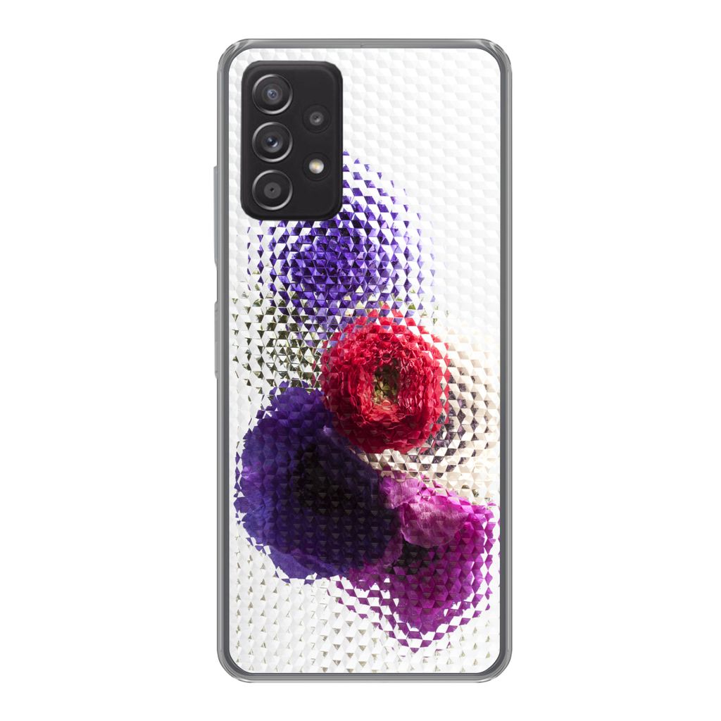 MuchoWow Handyhülle Schutzhülle Hülle für Samsung Galaxy A53 5G Mohn - Blumen - Glas Silikon Softcase Handy Hülle - Schutzabdeckung
