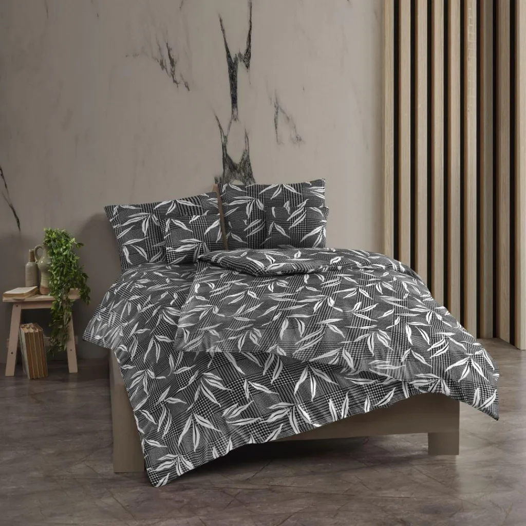 Set Letto Osaka Grigio 140x220 Cotone Renforcé - Look Urban Chic