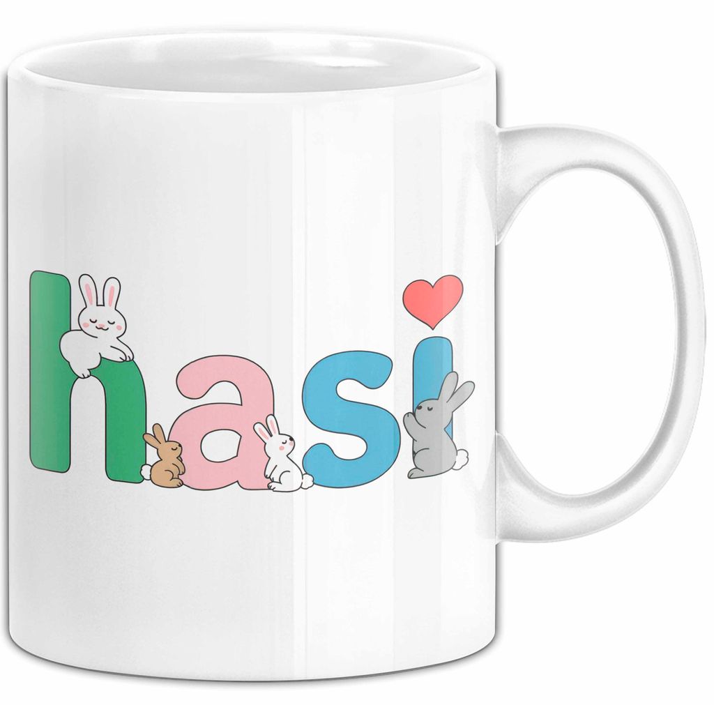Kaninchen Hase Tierliebhaber Tasse Geschenk Lustige Geschenkidee Spruch Hasi (Weiß)