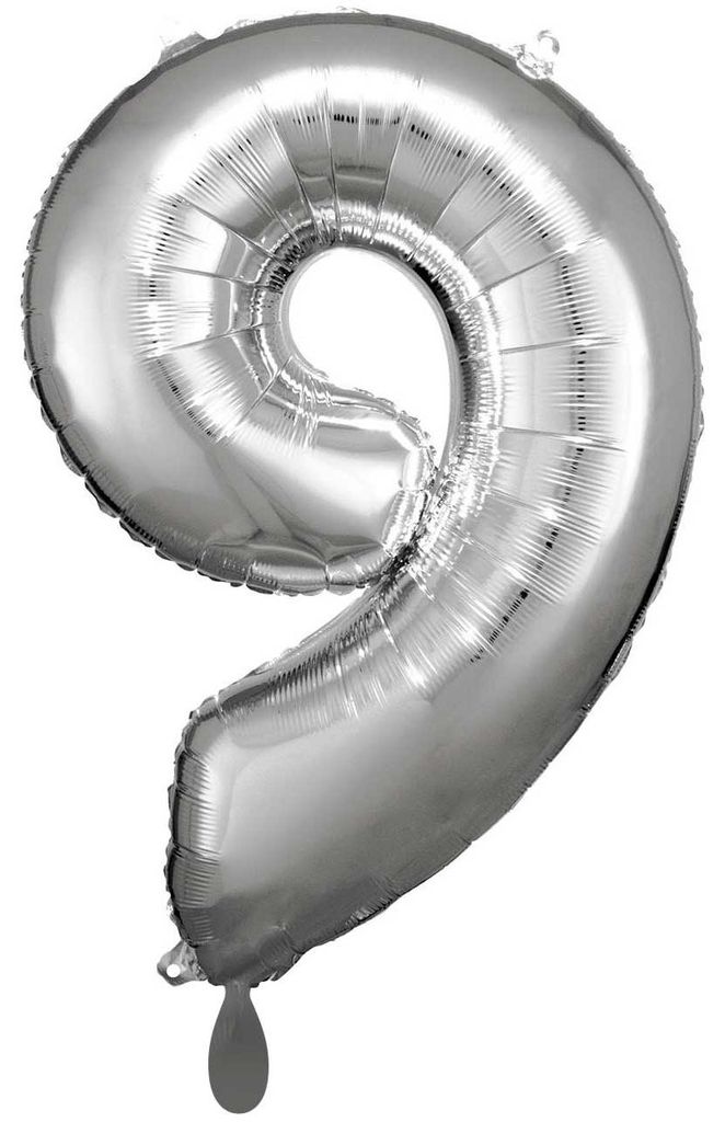 Amscan Foil Balloon Number 9 Junior 63 X 86 Cm Silver
