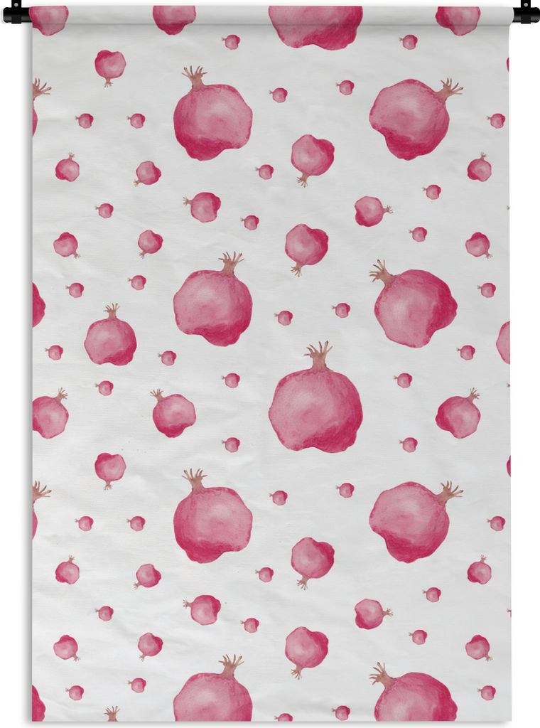 MuchoWow Wandteppich Wandbehang Granatapfel - Obst - Aquarellfarbe 120x180 cm Tapisserie Dekoration Wandtuch - Schlafzimmer - Dekorationen für d...
