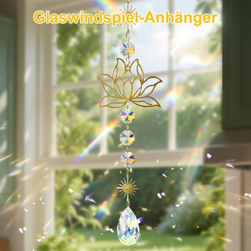 2 Stück Lotus Sonnenfänger Kristall Fensterdeko für Fenster Balkon Wohnzimmer Garten Lichtspiel Dekoration