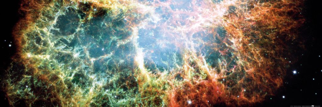 Der Weltraum Kunstdruck Bild - Krebsnebel, Nach Der Supernova (30 x 91 cm)