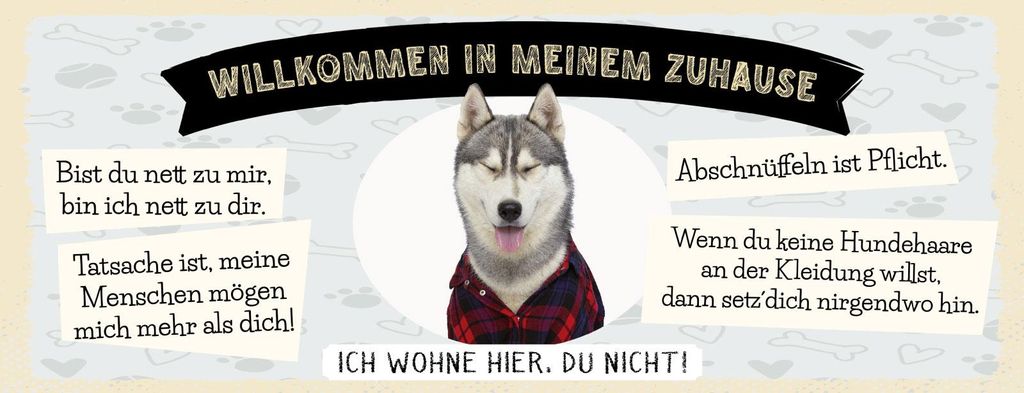 vianmo Holzschild 10x27 cm Willkommen in meinem Zuhause Husky Hund