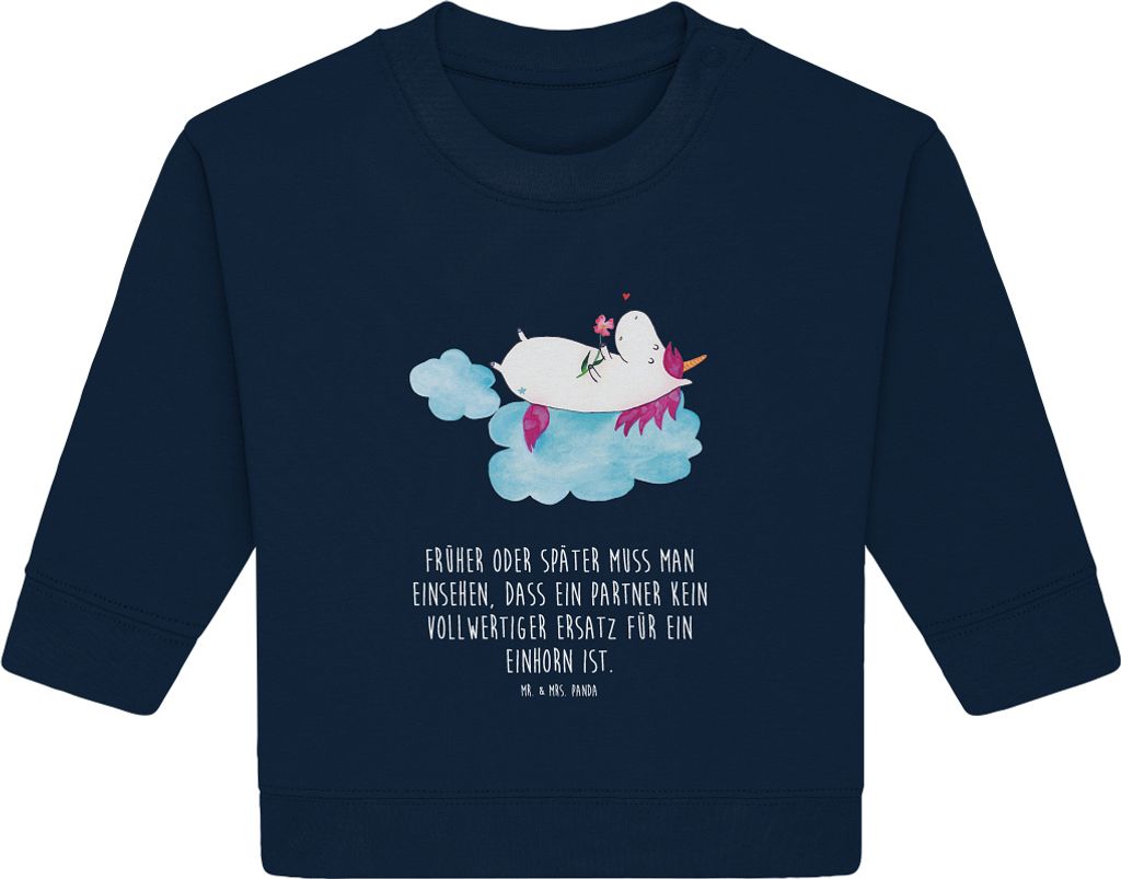 Mr. & Mrs. Panda Organic Baby Pullover Einhorn Verliebt 24. - 36. Monat - French Navy - Geschenk, Wolke, Unicorn, Liebe, Einhörner, Bullover, Freu...