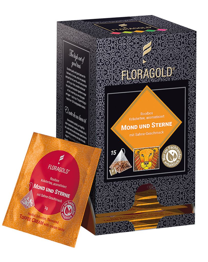 Floragold Rooibostee Mond und Sterne, 15er Pyramidenbeutel Produktbild 