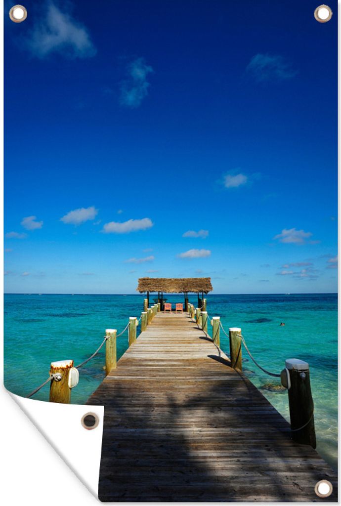 MuchoWow 60x90 cm Outdoor-Poster Gartendeko Sichtschutz Garten Poster für den Garten Bootssteg auf den Bahamas
