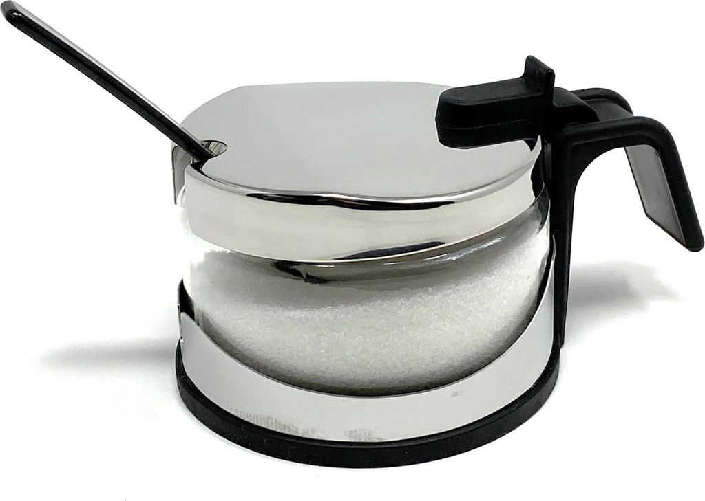 Zuckerdose Glas mit Deckel Edelstahl mit Löffel Zuckerbehälter Zuckerspender Parmesandose Marmeladendose