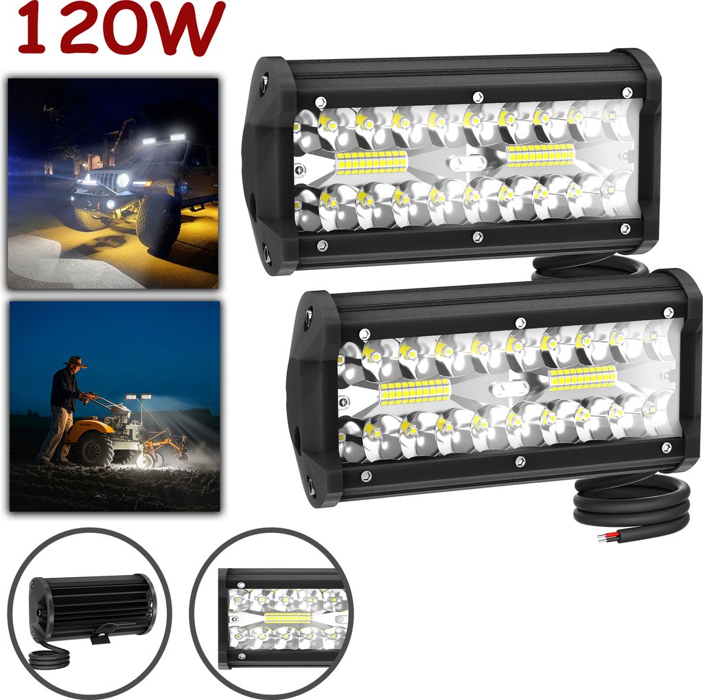 LARS360 LED Arbeitsscheinwerfer 2x120W, IP67 Offroad Scheinwerfer für Auto, Boot und landwirtschaftliche Anwendungen, leistungsstark und wetterfest