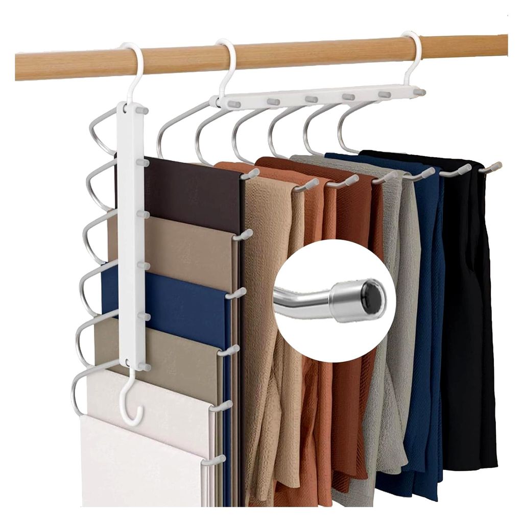 6 in 1 Hosenbügel Platzsparend, rutschfeste magische Hosenbügel,Mehrfach-Kleiderbügel,Jeder kann 6 Stück aufnehmen Anzughosen,Hosen, Jeans, Sch...