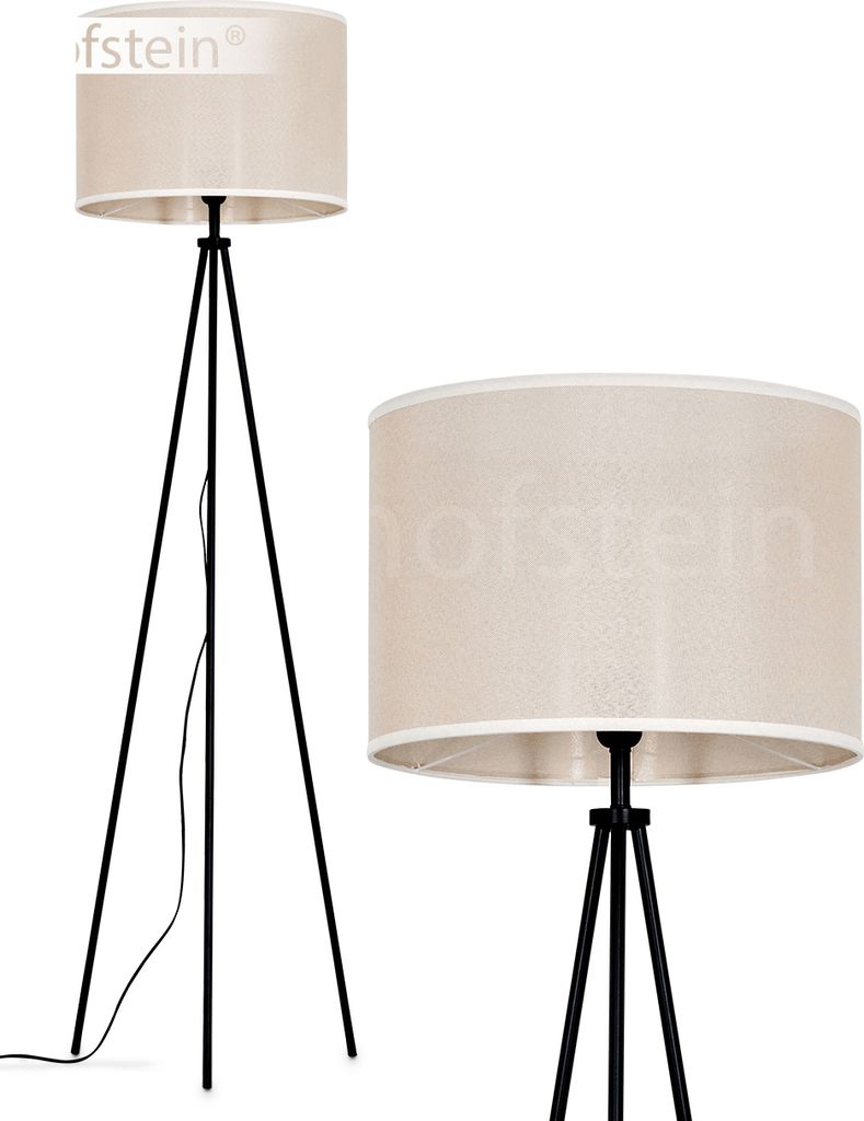 Schiavonea Stehlampe aus Metall/Stoff in Schwarz/Beige