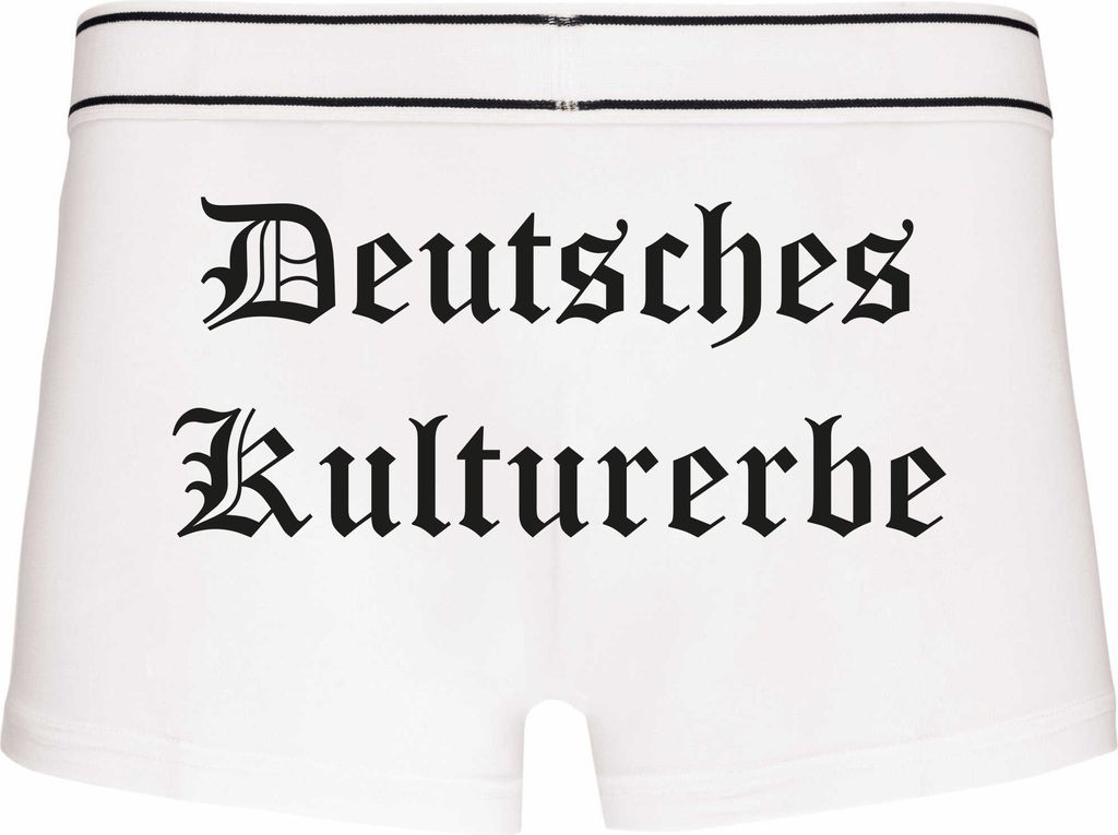 Boxershorts - Mann - Boxer-0043-man-white-h-S - weiß - S - hinten - Deutsches Kulturerbe - lustiges Motiv - Spruch - Unterwäsche - Unterhose - Fr...