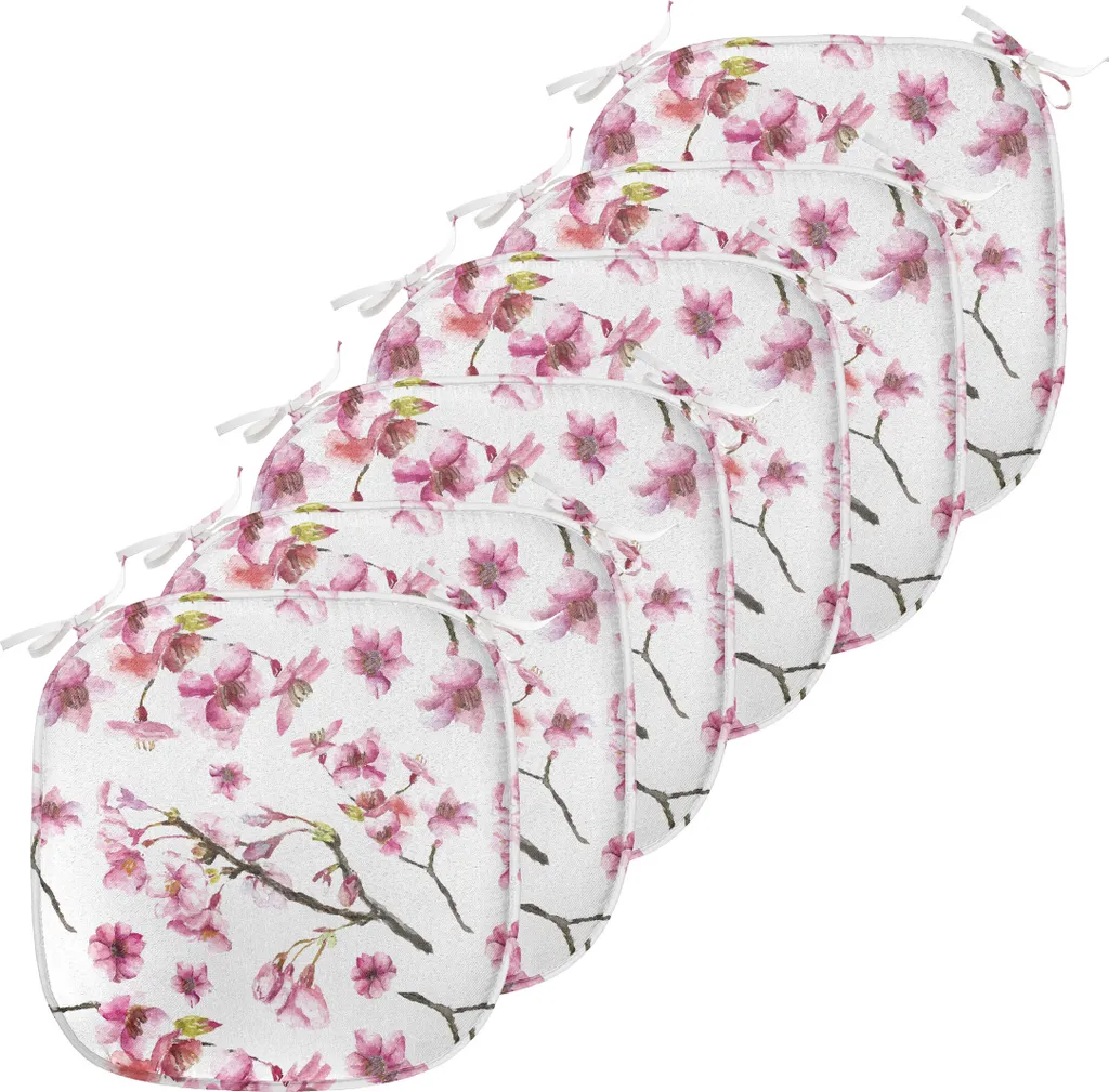 Coussin de chaise anti-tache et stable - Lot de 6 Galettes 40x40 Sakura