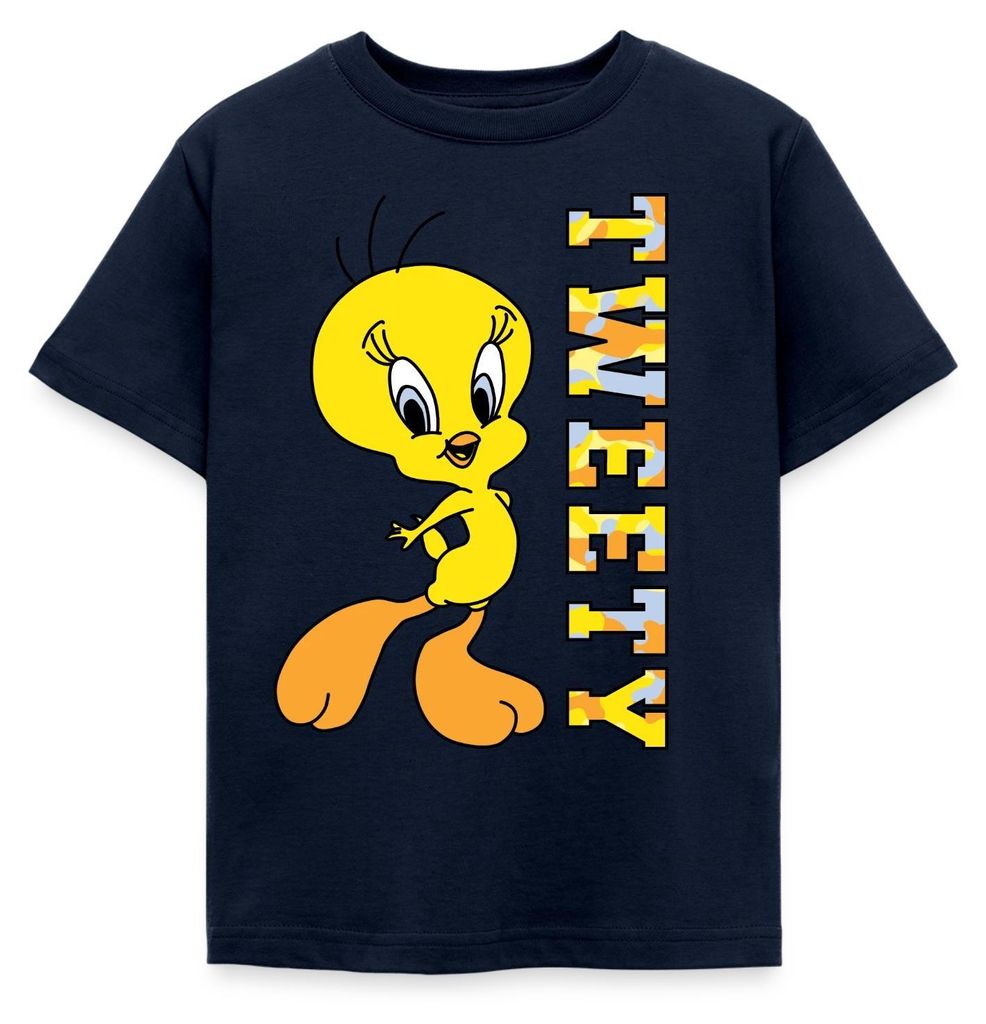 Spreadshirt Looney Tunes Tweety Camouflage Kinder T-Shirt, Produktbild 