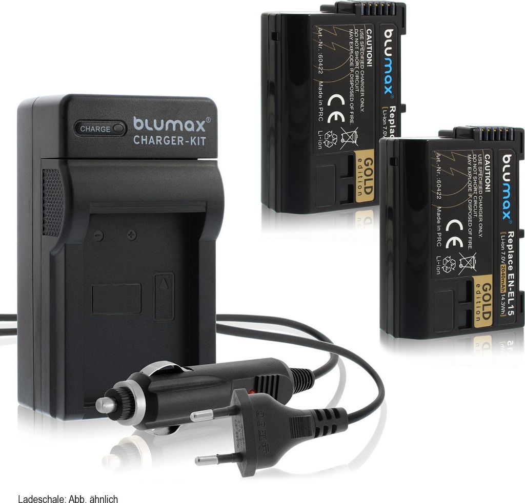 2x Akku + Lader für Nikon EN-EL15 A/B/C Z5 Z6 Z7 II D7500 2040 mAh (7,0V)