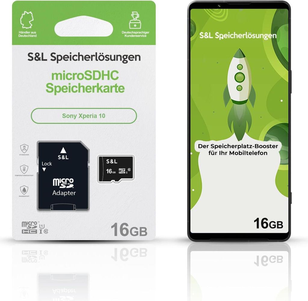 microSD Speicherkarte S&L für Sony Xperia 10 - Speicherkapazität: 16 GB