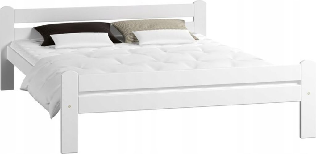 Bett 120x200, Bettrahmen 120x200, Holzbett mit Lattenrost 120x200 | Massivholz Kiefer | Stabil & Langlebig | 205x132x58.5 cm (BxTxH) | Weiß