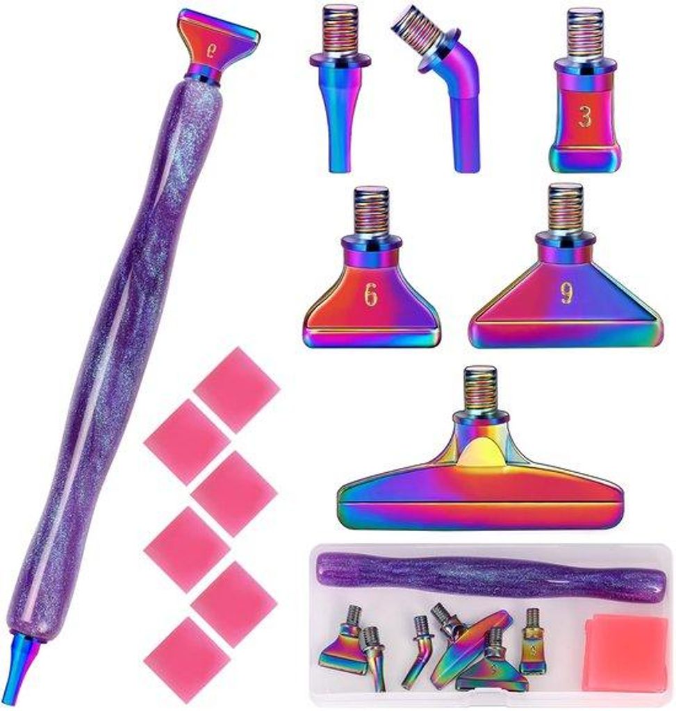 5D Bohrer Pen Metall Aufsätzen, Lila, mit 6 Austauschspitzen