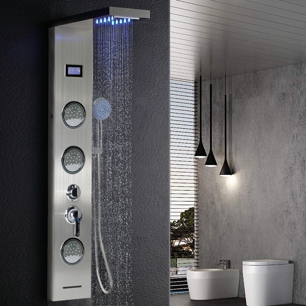 Duschpaneel LED Wasserfall Edelstahl Duschsäule Duschset Regendusche Massage DE