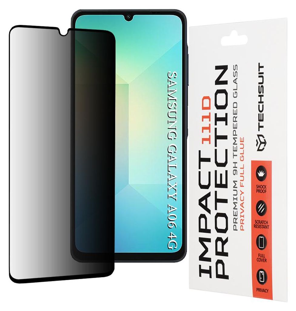 Techsuit Privacy Full Cover Impact Protection Blickschutzfolie für Samsung Galaxy A06 - Schwarz