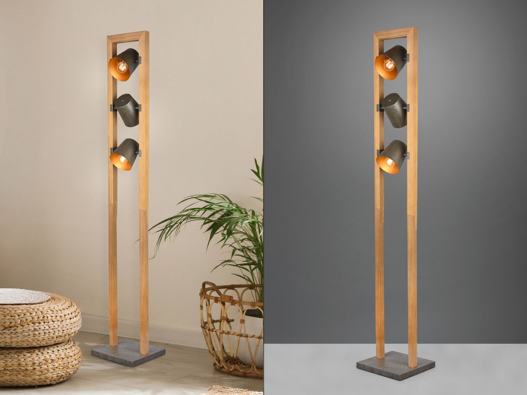 Trio Stehleuchte BELL 3-flammig Silber antik & Gold mit Produktbild 