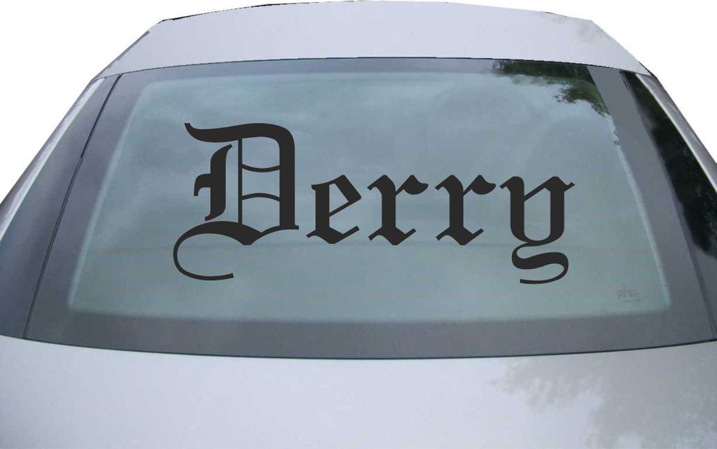 Indigos UG - Aufkleber Heckscheibe & Motorklappe DE6618 - schwarz - 600x240 mm - Derry - Auto Scheiben Fenster Heckklappe Tuning Racing JDM - Die cut