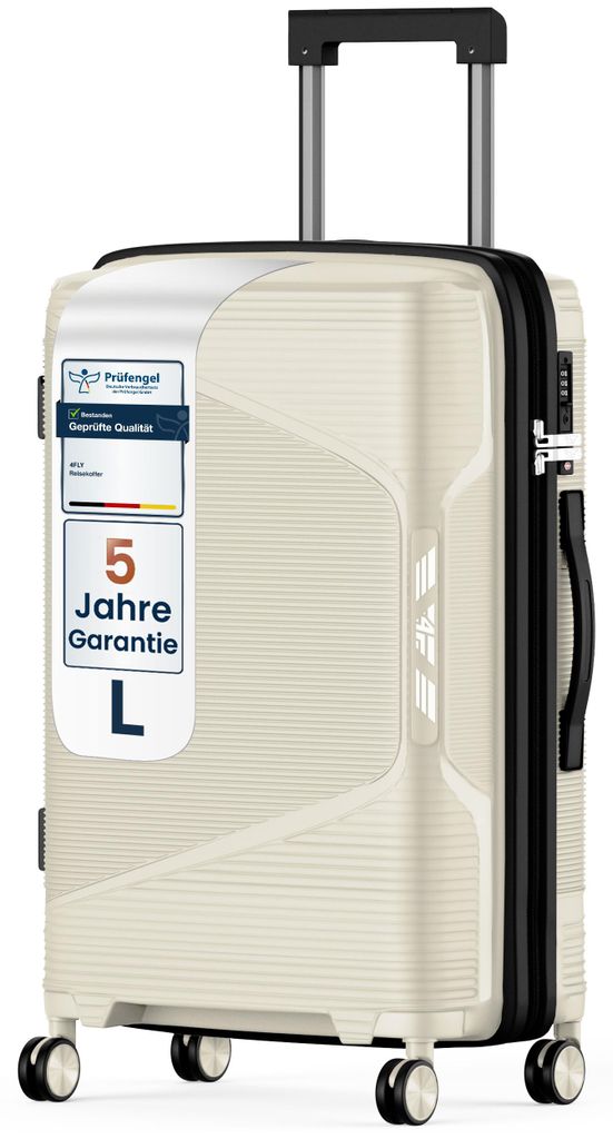 4FLY Hartschalen-Reisekoffer L 65 cm (61L) - mit TSA-Schloss, Doppelrollen, Aluminium-Teleskopgriff und Doppelreißverschluss