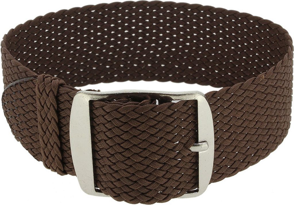 Uhrenarmband Perlon Durchzugsband Textilband 28691, Farbe:braun, Stegbreite:18mm, Schließe:Silbern