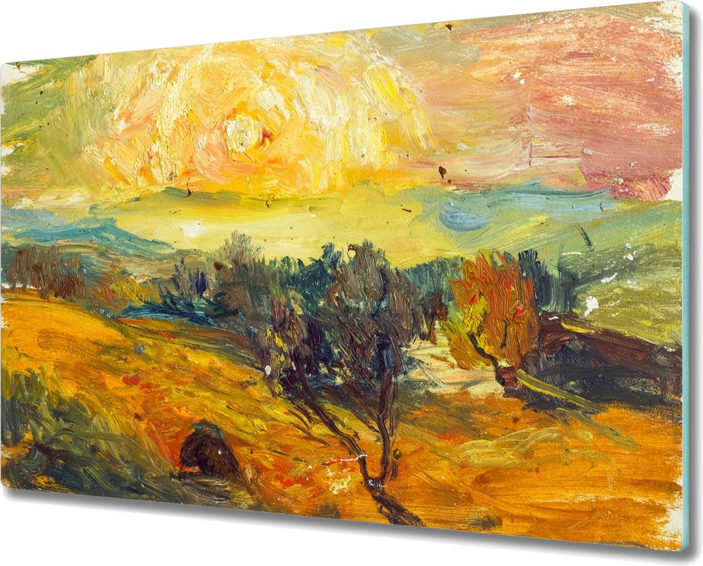 Coloray Hackbrett Küchenbrett Kochplattenabdeckung Schneidebrett Herdabdeckplatte 80x52 cm - Sonnenuntergang