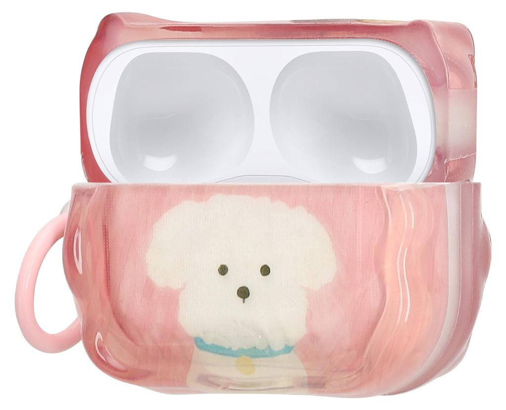 kwmobile In-Ear Kopfhörer Case für Apple Airpods Pro 2 / Pro 1 Hülle mit Karabiner - Headphones Case - Earphones Cover Etui - Weißer Terrier