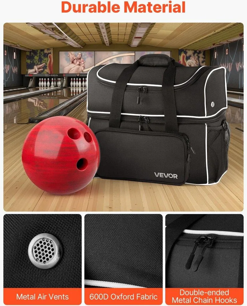 Sac à roulettes pour 2 boules de bowling avec compartiment chaussures