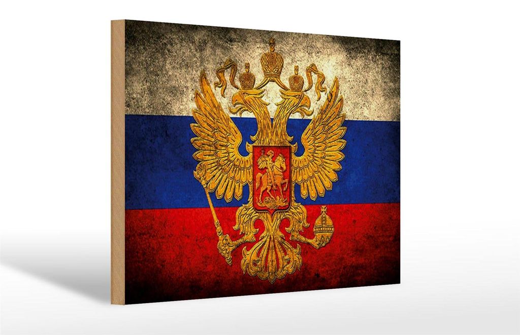 Holzschild Flagge Russland, 30x20 cm, Holzschilder Fahne Nationalität