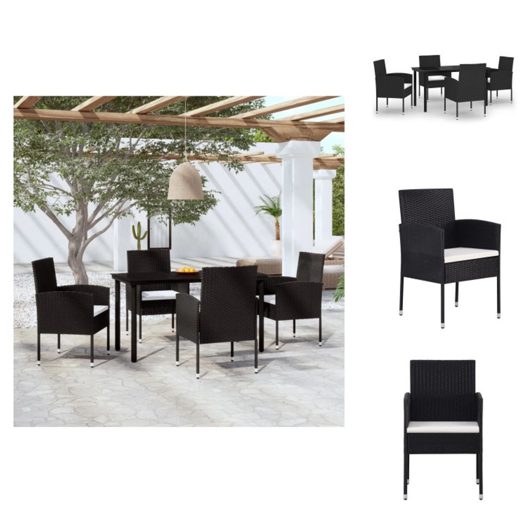 vidaXL 5-tlg. Garten-Essgruppe Schwarz - Gartenmöbel-Sets