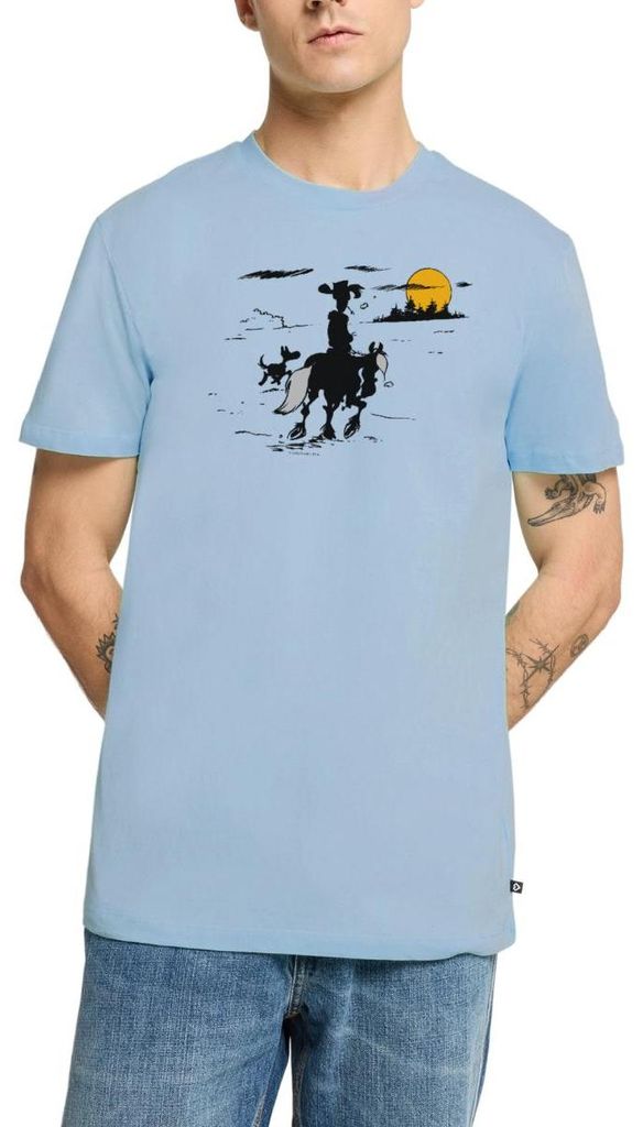 Spreadshirt Lucky Luke mit Jolly Jumper und Rantanplan Männer Premium T-Shirt, XL, Hellblau