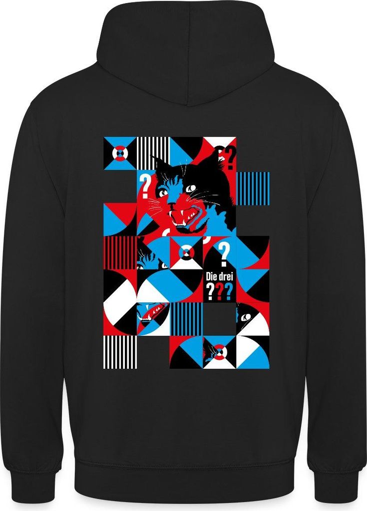 Spreadshirt Die Drei Fragezeichen Abstraktes Katzen Design Uni Hoodie, M, Schwarz