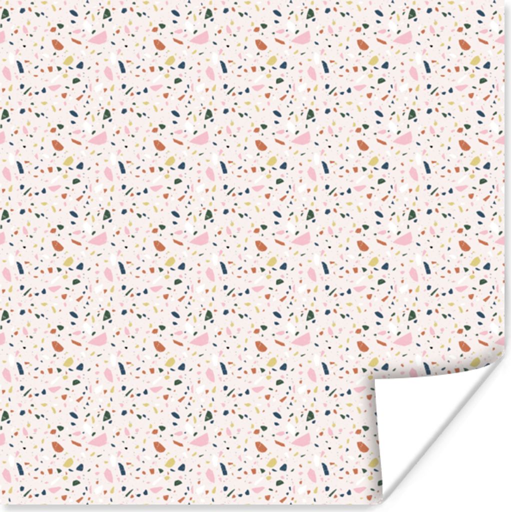 MuchoWow Poster Lehm - Muster - Terazzo 75x75 cm - Wand Dekoration
