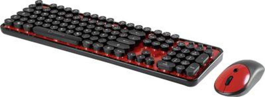 Renkforce Funk-Tastatur,- Maus-Set RF-DS-RETRO Schwarz/Rot Immagine del prodotto 