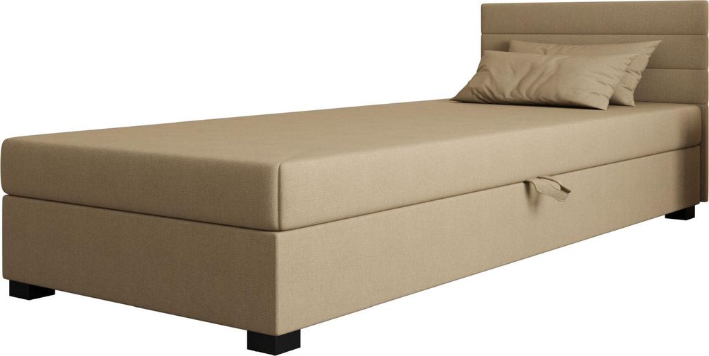 AURA SOFA Boxspringbett ALF 80x195 Komplett-Set mit Bonell Matratze, Polsterbett mit Bettkästen - Bronze, SAWANA 24