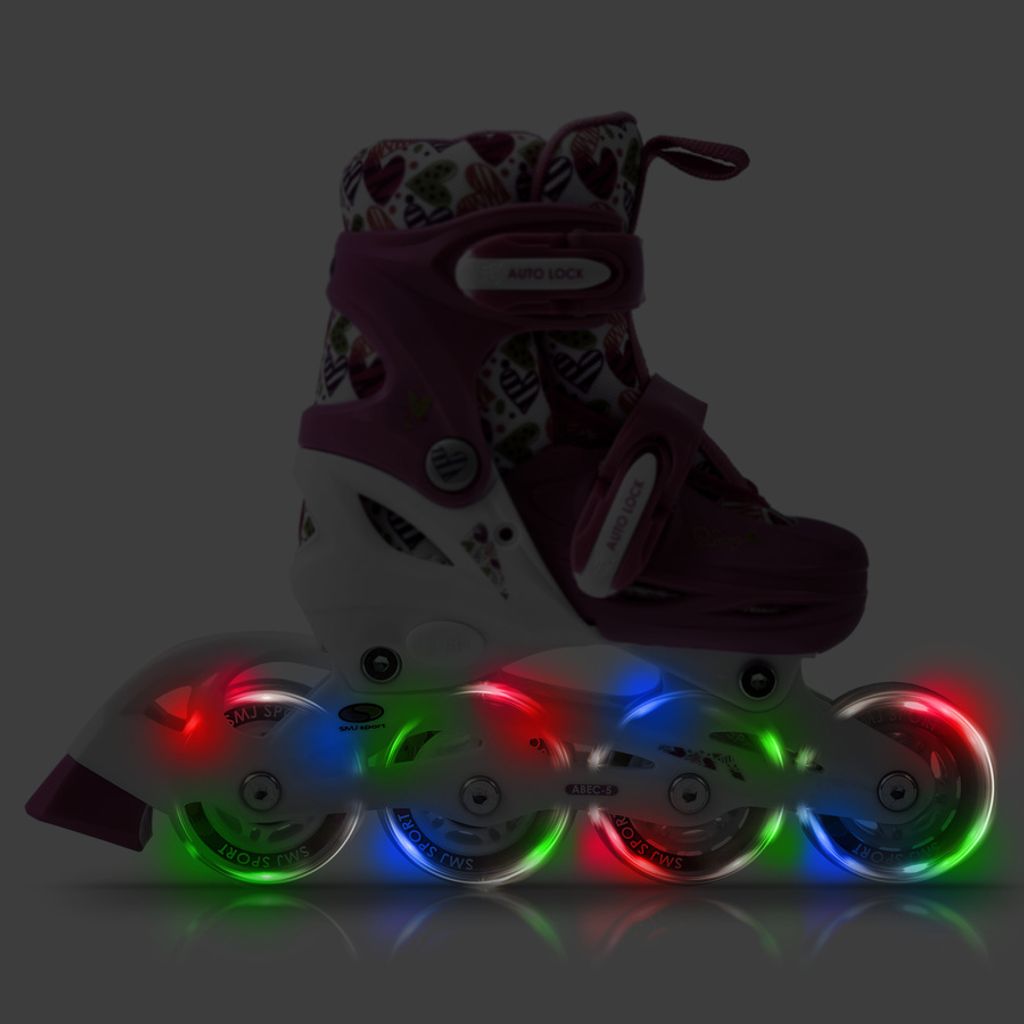 Kinder Inliner Skates Roller verstellbar Schutzset Rollschuh LED Schlittschuh DE 
