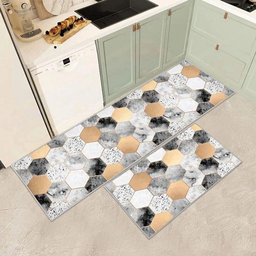 Tapis de Cuisine Antidérapant Lavable en Machine Style Vintage 2 Pièces