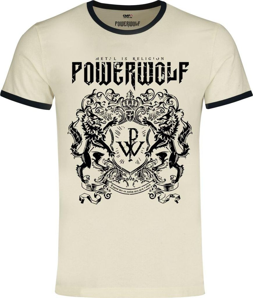 Powerwolf T-Shirt Herren Metal Is Religion - Ringer Shirt altweiß 4XL
