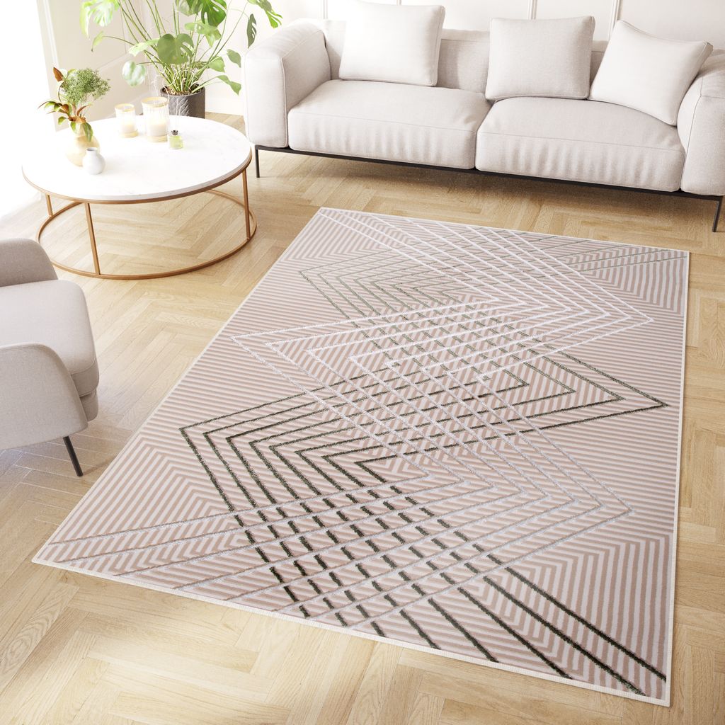 Tapiso Koberec Crystal Modern Light Green Beige Obývacia Obrázok produktu 