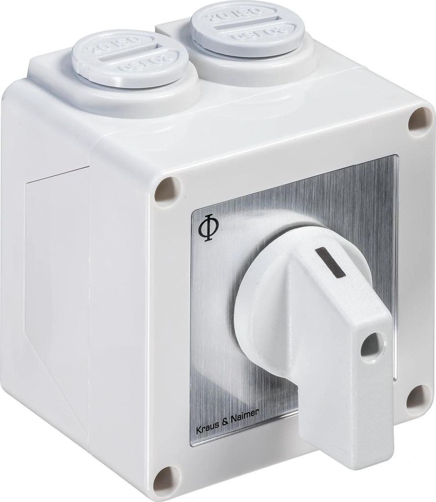 Kraus & Naimer Ein-Aus-Tast., 0 tast., 1 rast., 1-pol., AP-Geh., IP65, Ith=20A, P=5,5 kW (AC-3, 400V), 2x2,5 mm², 1 Stk.