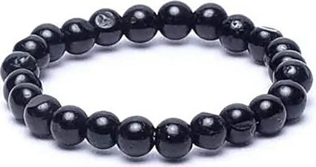 Bague élastique en tourmaline noire - Lot de 4 pièces - Perles de 3 mm