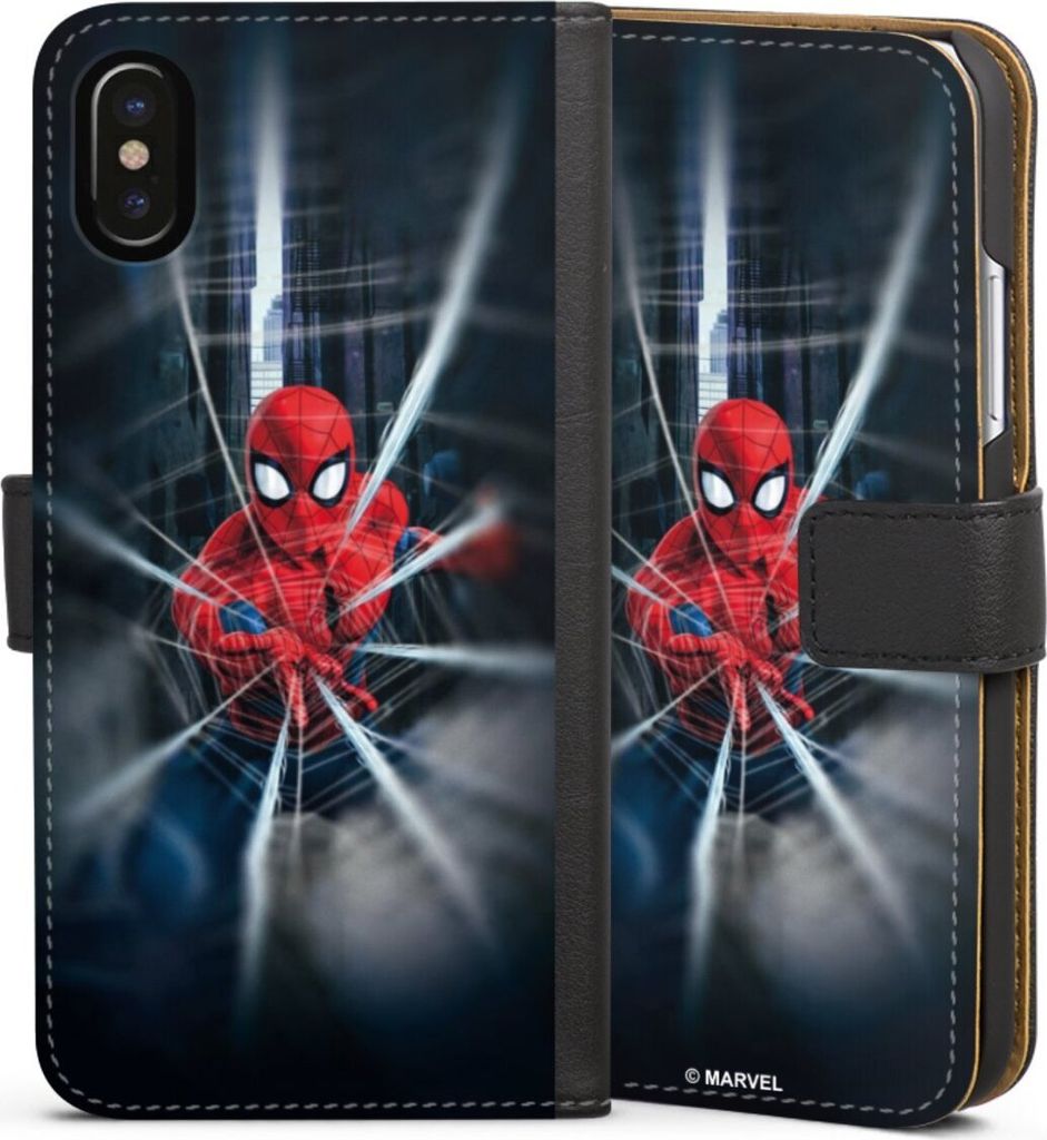 DeinDesign Klapphülle für Apple iPhone X Handytasche Lederhülle Tasche Kinofilm Marvel Spider-Man