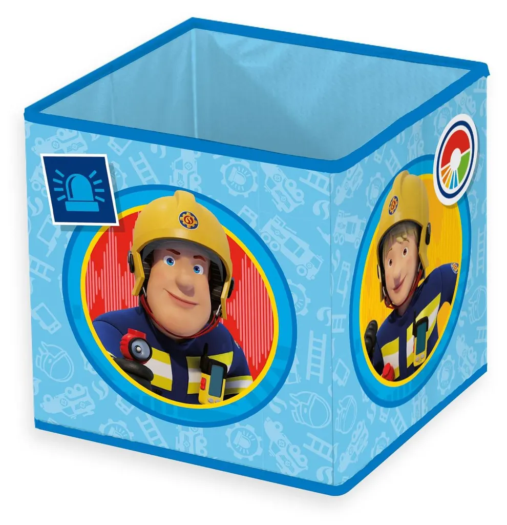Boîte de rangement Sam le pompier 30x30x30 cm cube pour étagère enfant