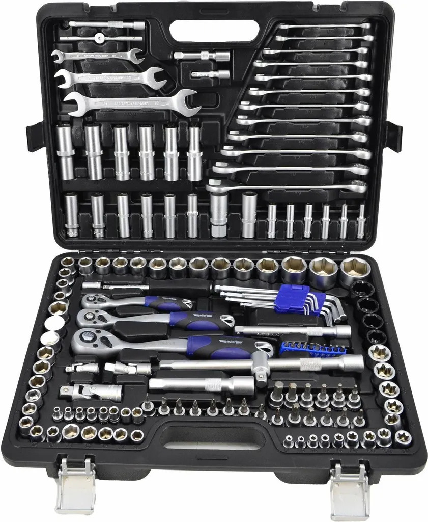 Jeu de clés Adler 150 pièces en chrome vanadium - Coffret 1/2" 3/8" 1/4"