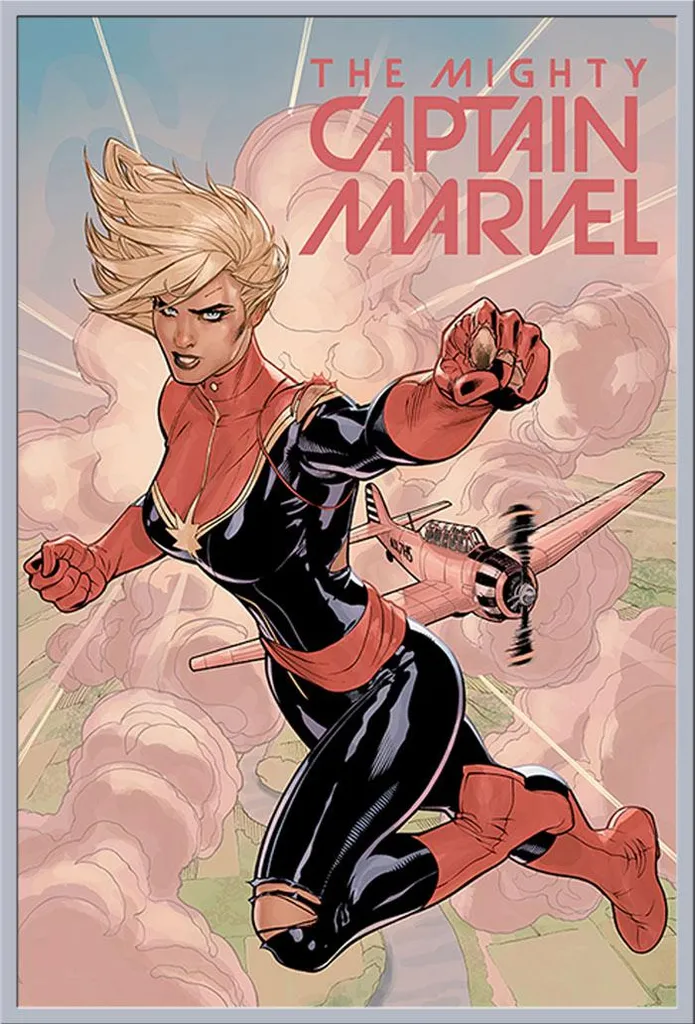 Poster encadré Captain Marvel Flight, cadre interchangeable argent 61x91 cm